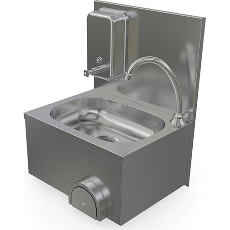 Lave-mains mural avec commande à genou et distributeur de savon 400x300x210 mm - VIRTUS