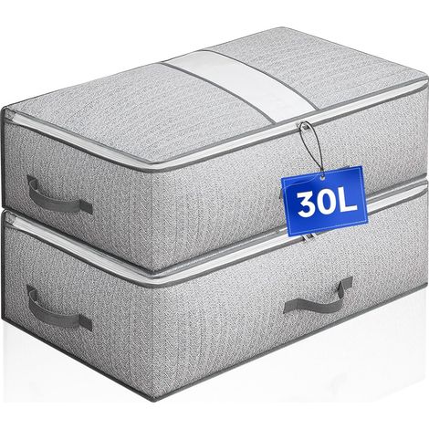 Lot de 2 Sacs de Rangement Sous Lit, Boite Rangement Sous Lit Grande Capacité Pliable Non-Tissé Housse de Rangement Vetements avec Poignée Renforcée (1/4)