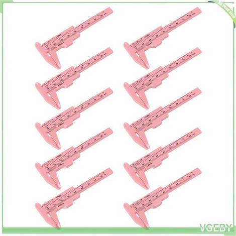 Règle de mesure des sourcils - FAFEICY - 10 pièces 80 mm - Double échelle - Plastique jetable - Rose (1/5)