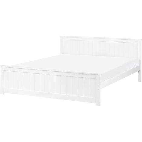 Bett mit Lattenrost Kiefernholz SABRAN 160 x 200 cm Weiß (1/5)