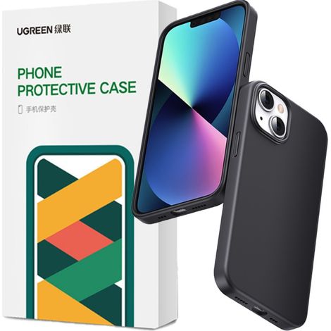 Funda protectora de silicona flexible para iPhone 14 Plus, color negro. (1/5)
