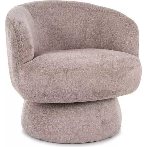 Fauteuil en tissu beige pivotant à 360° avec dossier arrondi MIRA (1/5)