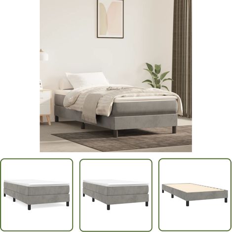 The Living Store Cadre de lit sans matelas gris clair 80x200 cm velours - Cadre De Lit - Lit Double - Lit Velours - Lit Design - Literie (1/5)