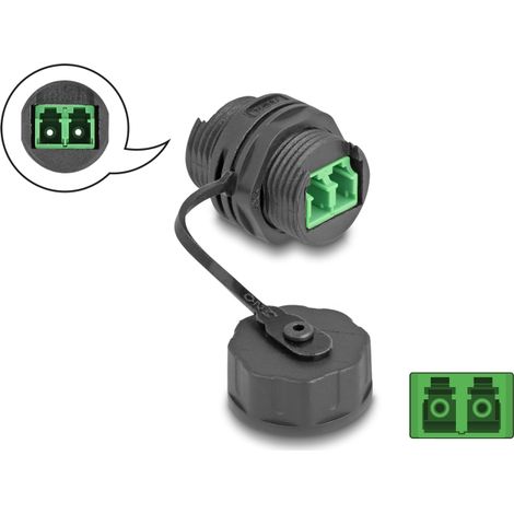 Delock Conector de cable de fibra Ã³ptica LC Duplex hembra a LC Duplex hembra con tapa protectora impermeable