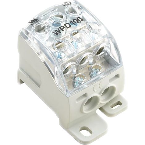 Bloc de distribution Weidmuller 5 voies, raccordement A visser, section de fils 10 AWG, 192A, 1 kV c.a./c.c., 600 V ( Prix pour Paquet de 1 )