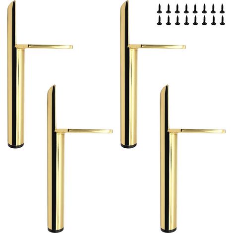 4 pièces Pieds de Table obliques Pieds d'armoire en métal, Pied de Meubles de cône,d'or, 15 cm de Hauteur, Base silencieuse antidérapante pour canapés, Tables et Autres Meubles (1/5)