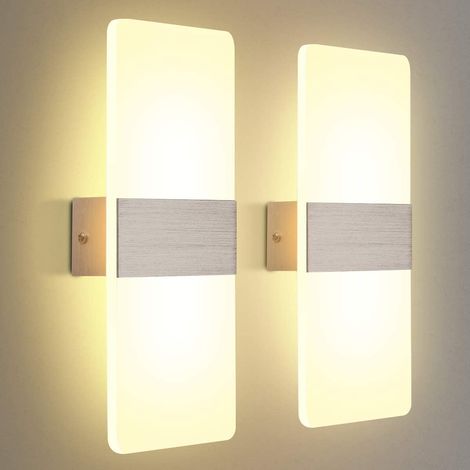 Lampada da parete a LED per interni da 2 pezzi 12W Bianco caldo 3000K AC 230V Lampada da parete in acrilico Design moderno Decorazione Applique da parete per soggiorno Camera da letto Corridoio Bagno  (1/5)