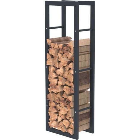 Bc-Elec – Rangement à bois en acier noir 125x40x25cm – HHWPF0015 – Capacité 350kg – Pour bois dur – Construction galvanisée durable