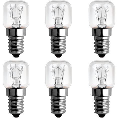 Ampoule Four 25W 300 Degres E14 Dimmable, AC220V-240V, Ampoule Incandescence E14 T22, 120LM Blanc Chaud 2300K, E14 Petit Culot à Vis Pygmy Lamps pour Micro-ondes, Four, Lampe à sel, 6 Unité
