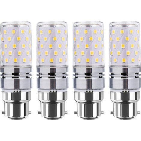 Ampoules LED B22 type maïs, 12 W, lot de 4, équivalent à une ampoule à incandescence de 100 W, 4000 K, AC85-265 V. Culot à baïonnette B22. (1/5)
