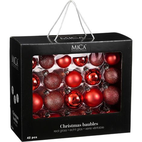 Mica Decorations boule de Noël Rouge H7xl7xL7cm (1/5)