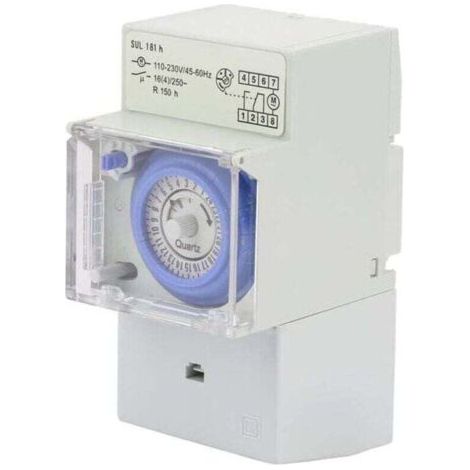 [JAMAIS UTILISÉ]Horloge Modulaire, 110-230V SUL181H Interrupteur à Minuterie, Horloge Modulaire pour Chauffe Eau, Minuterie Mécanique Étanche Programmable 24H, pour éclairage équipement électrique de  (1/4)