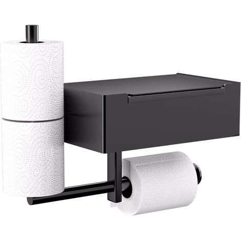 Porte papier toilette deux en un avec boîte à lingettes adhésif sans perçage pour salle de bain et cuisine rangement pratique