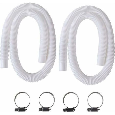 Tuyau de Piscine, 2Pcs 32mm Tuyau pour Piscine Hors Sol, 150cm/59in Tuyau pour Pompe de Piscine pour Intex 330 GPH, 530 GPH et 1000 GPH