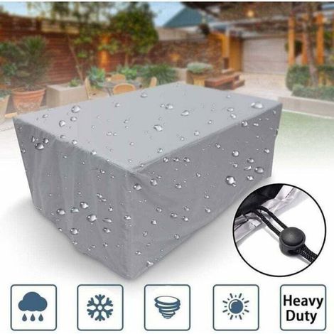 Housse protection meubles jardin - - 150x150x75 cm - Polyester imperméable - Anti-UV - Argent - Corde en nylon (1/4)