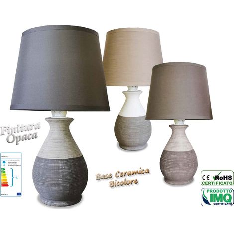 Lampada da Tavolo con base in Ceramica Stone Bicolor 26 cm 3 Colori (1/2)