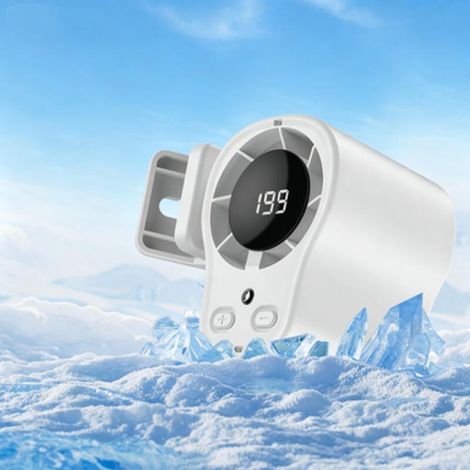 Tragbarer Clip-Ventilator mit Licht, Geschwindigkeitsstufen von 1 bis 199, sorgt für freie Hände und ein kühles und angenehmes Erlebnis, weiß. (1/5)