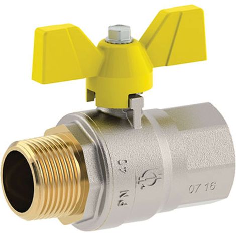 VALVOLA SFERA GAS + FARFALLA MF FUTURGAS FIV - OTTONE NICHELATO 3/4MF - 4 pezzi