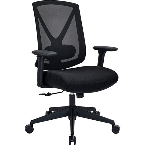 Bürostuhl / Drehstuhl Mirou Rücken Netz / Sitz Stoff schwarz hjh OFFICE (1/5)