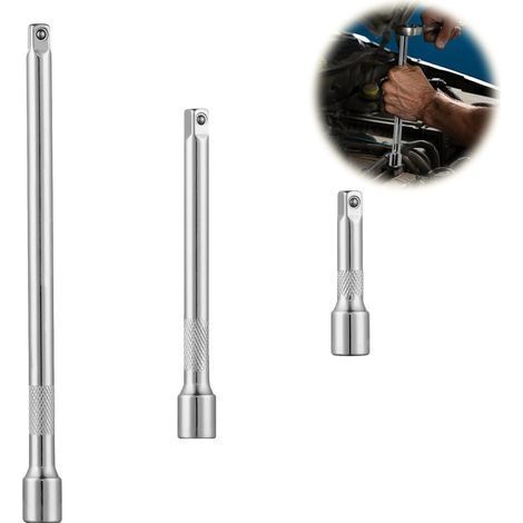 3/8 rallonge cliquet , rallonge 3/8 75 mm, 150 mm, 200cm, acier au chrome vanadium (1/5)