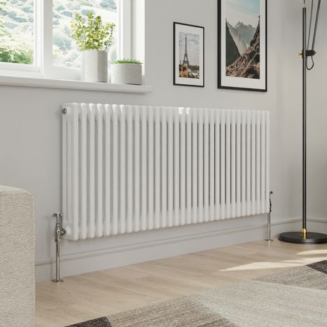 Warmehaus Traditional Triple Column White Radiator Cast Iron Style Radiators 600 x 1462mm