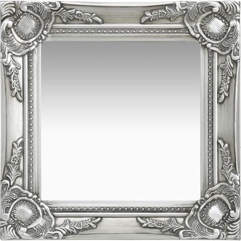 Specchio da parete quadrato stile barocco 40x40 cm argento DEC022848 (1/5)