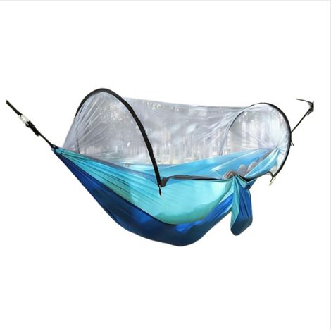 Filiyano-Hamac moustiquaire simple pour le camping en plein air - Hamac parachute en nylon à ouverture rapide avec système anti-basculement en forme (1/4)