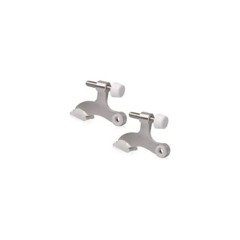 Butée de porte réglable et robuste avec axe de charnière et embouts en caoutchouc blanc. (1/3)