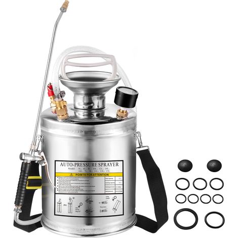 Pulvérisateur en acier inoxydable 4L pour jardin et nettoyage de sols, adapté aux besoins actuels de l'industrie, l'agriculture, le commerce et la médecine. (1/5)