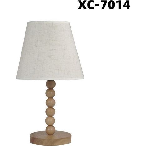 Wisdom - Lampada Tavolo Con Base In Legno Con Motivo Paralume Bianco Attacco E27 Xc-7014 - (1/4)