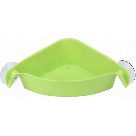 Étagère d'angle pour salle de bain et cuisine, murale, avec ventouses puissantes, verte. (1/5)