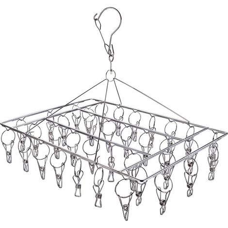 Socken-Trockenständer, Wäscheständer zum Aufhängen mit 40 windfesten Edelstahlclips für Socken, Unterwäsche, Kleidung und Handtücher