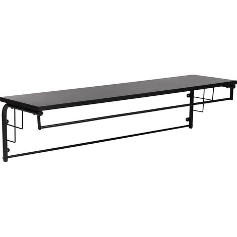 Appendiabiti da parete di design/mobile da ingresso con ripiano portaoggetti 110 x 30 x 27 cm nero 030010391