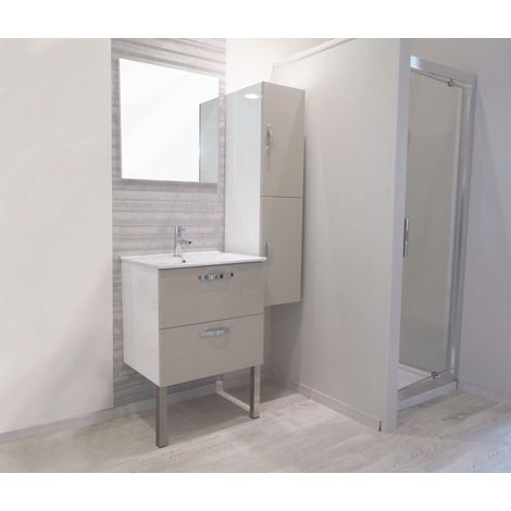 Ondee – Ensemble caisson + vasque 60cm blanc – Caisson mélaminé – Plan céramique extra-plat 18mm – Meuble à suspendre MIXY
