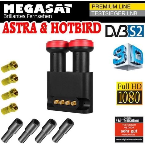LNB Monobloc Quad - MEGASAT - Diavolo - 0,1dB HD - Étanche - 4 sorties Astra Hotbird