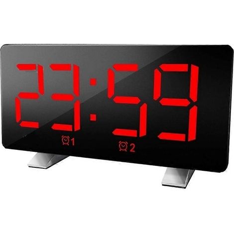 Réveil double polyphonique à grand écran LED - Horloge électronique - Mots rouges (1/5)
