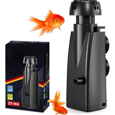 Skimmer d'aquarium avec éponge bio et ventouses, aspirateur de surface, filtre d'aquarium pour aquariums jusqu'à 350 l, pompe à filtre (160 l/h 3 W) (1/5)