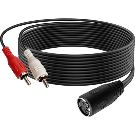 1.5m Câble D'extension Femelle DIN 5 Broches vers 2 Fiches Audio RCA,Câble Adaptateur Audio RCA 5 Cœurs,Blindé OFC pour Lecteurs CD,DVD,Phonographes, Magnétoscopes,Platine Vinyle Européenne (1/5)