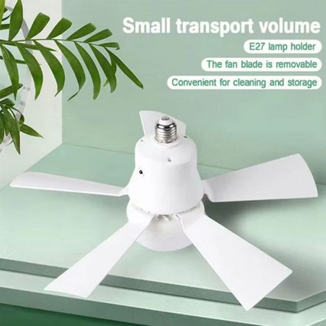 Ventilateur de plafond 5 pales amovibles, culot E27 à visser, base 40W, couleur noire, sans marque, fixation par vis, kit complet pour plafond (1/5)