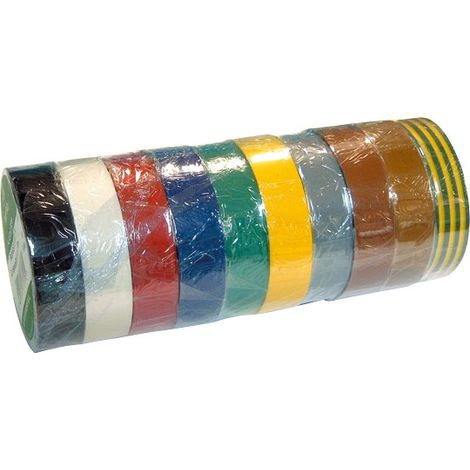 Maxter – Scotch isolant adhésif multicolore 15mm x 10m – Lot de 10 rouleaux – Pour applications électriques et isolations spécifiques