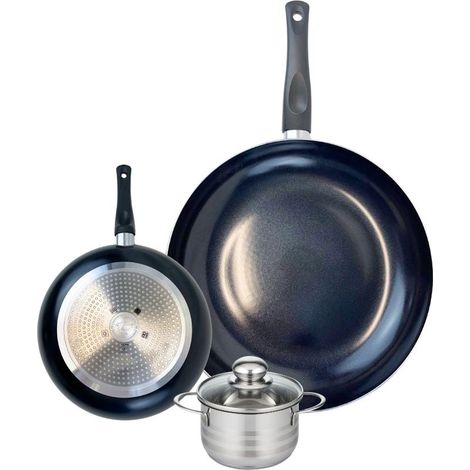Ensemble de 2 Poêles de cuisson 20 et 32 cm et 1 faitout 12 cm Elo Prima Brillant (1/5)