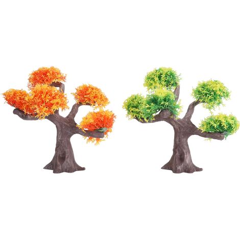 Plantes Artificielles Aquarium Lot de 2 PVC Réalistes Vert Jaune Base Lourde Décoration Aquatique Sûre Facile à Entretenir (1/4)
