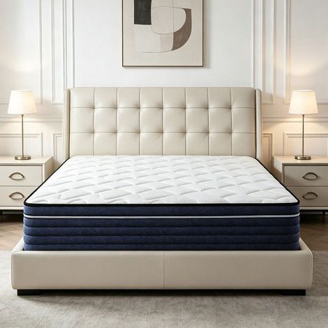 Matelas 90x200, Ép 28 cm, Hybride Mémoire de Forme et Ressorts Ensachés Ergonomique, Haute Rétraction, Haute Densité, Respirante (1/5)
