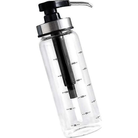 Distributeur d'huile d'olive 300 ml, distributeur de miel, huilier à vinaigre, bouteille carrée haute en verre avec bec verseur en acier inoxydable (1/5)