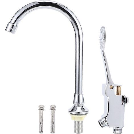 Kaltwasserhahn aus Kupfer, Modell G1/2 Zoll, fußbetätigt, Einzelwasserhahn für Haushalt und Krankenhaus, sanitäre Zwecke. (1/5)