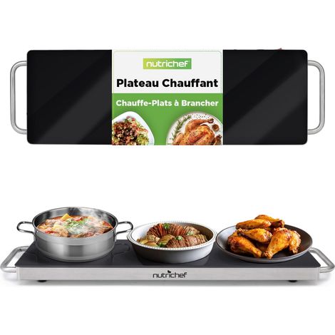 Plaque Chauffante Extra Large – Plaque de Cuisson Électrique 57 × 17 cm avec Plaque en Verre Noire – Parfaite pour Buffets, Cuisine, Garde-Aliments pour Fêtes (1/5)
