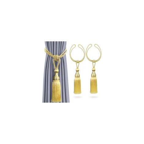 2 handgefertigte Gardinenhalter mit Kordeln, Gardinenhalter für die Heimdekoration (Gold) - Crezuo