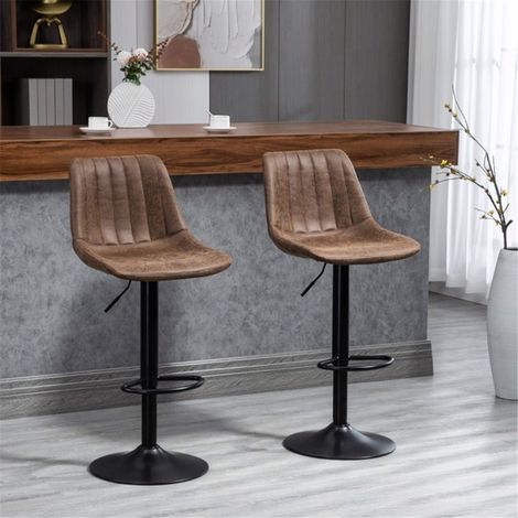 Stylish Set of 2 Bar Stools for Kitchen and Dining,Durable Powder Coated Frame,Comfortable Foam Cushions,Mid-Grey Upholstery,120kg Max Load
