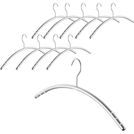 SOTECH Kleiderbügel Edelstahl SS201 gebürstet mit Antirutsch-Ringen Haken 360 Grad drehbar, Rundrohr massiv Ø 12 mm x 433 mm, 10 Stück
