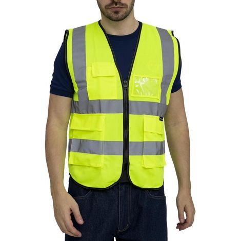 Gilet de sécurité haute visibilité jaune avec poches, taille L (1/5)